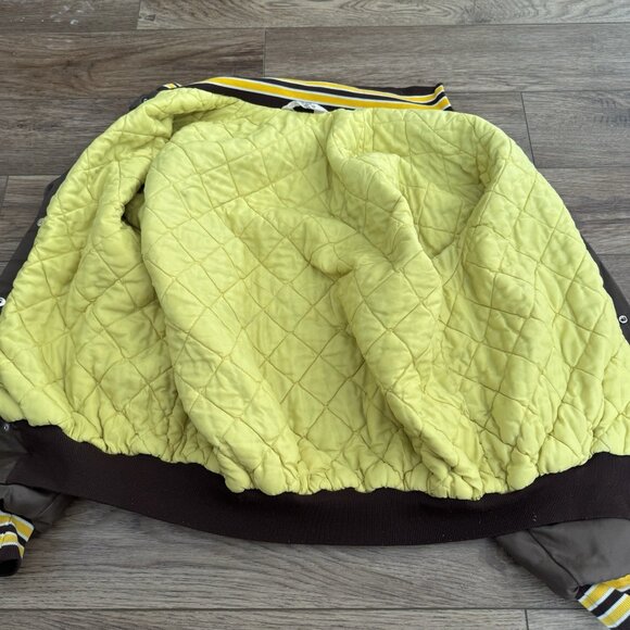 Vintage Don Alleson Blank Brown Yellow Bomber Jacket 80s - Picture 2 of 12